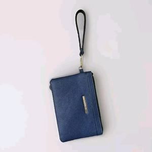 Blue Navy wristlet Wallet Bag Faux Vegan Leather Spring Wrist‎